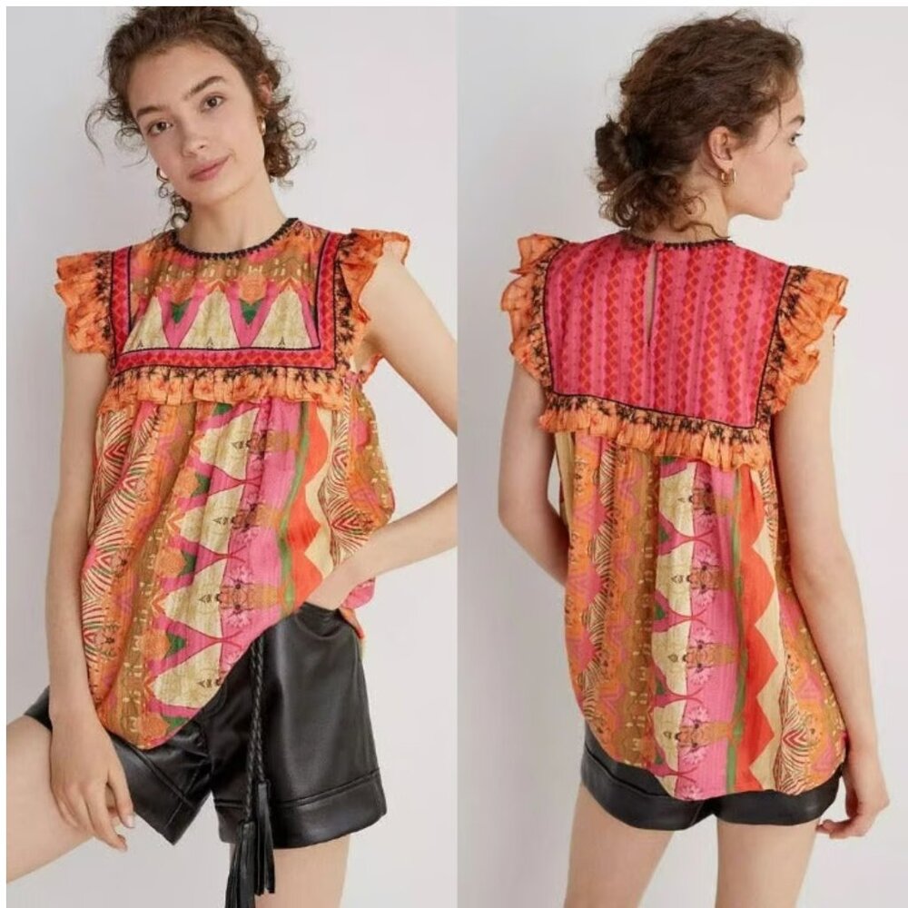 Anthropologie Siddhartha Bansal Sanya Ruffled Blouse Size XS
